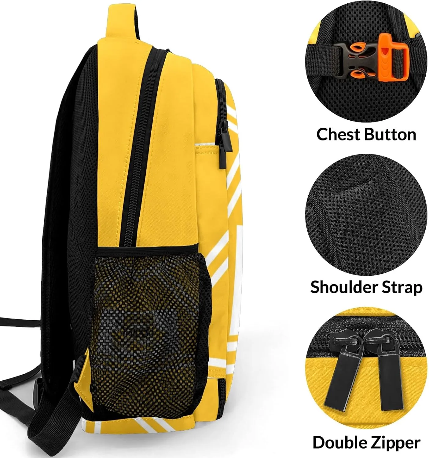 Personalized Large Capacity Schoolbag Gold Cheer Cheerleaders Laptop Backpack for College Travel Work Hiking