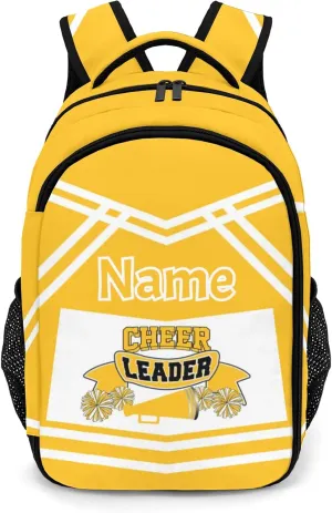 Personalized Large Capacity Schoolbag Gold Cheer Cheerleaders Laptop Backpack for College Travel Work Hiking