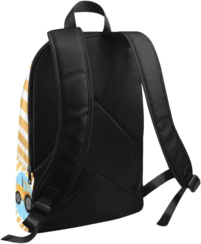 Personalized Tractor Orange Stripes Backpack with Name Custom Travel Daypack Bag for Woman Man Gifts