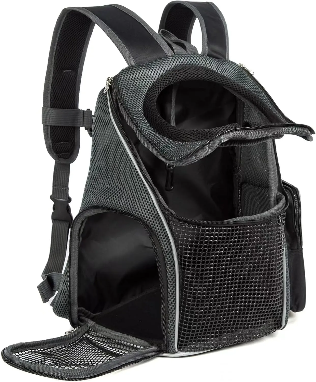 Pet Carrier Backpack with Mesh Ventilation Adjustable Straps Backpack (Black, Large)