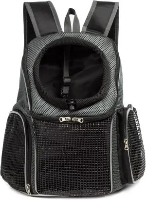 Pet Carrier Backpack with Mesh Ventilation Adjustable Straps Backpack (Black, Large)