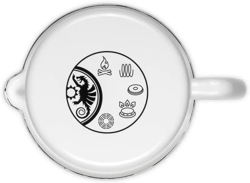 Petromax Warming Pot with Spout, Enameled Steel Saucepan for Heating Milk, Soup, Butter Over Stove or Campfire