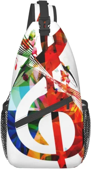Peynir Musical Notes Rhythm Sling Backpack Casual Chest Shoulder Daypack Fashion Chest Bag For Men And Women