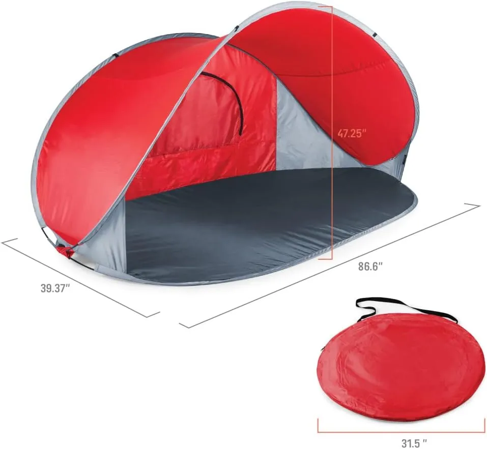 PICNIC TIME NCAA Georgia Tech Yellow Jackets Manta Portable Beach Tent, Pop Up Tent, Beach Sun Shelter Pop Up, (Gray with Black Accents)