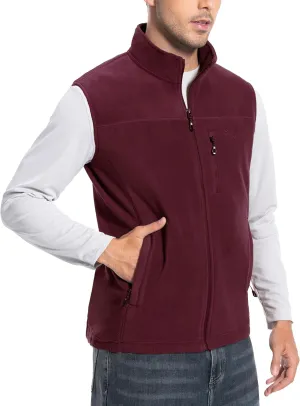 Pioneer Camp Men's Full-Zip Polar Fleece Vest Casual Lightweight Sleeveless Outerwear with 5 Pockets Soft Warm Winter Jacket
