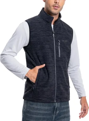 Pioneer Camp Men's Full-Zip Polar Fleece Vest Casual Lightweight Sleeveless Outerwear with 5 Pockets Soft Warm Winter Jacket