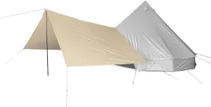 Playdo Canvas Bell Tent Awning Family Tent Sun Shelter Awning Canopy with Poles for Outdoor Camping Hiking Hunting