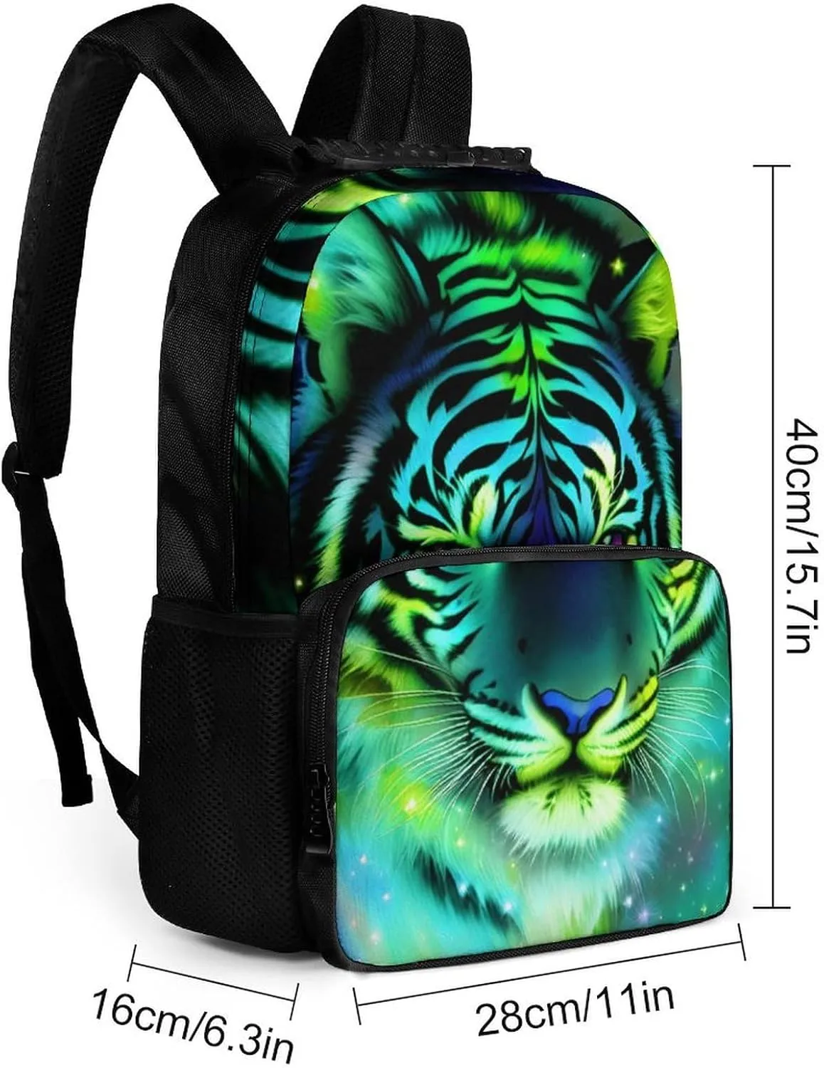 Polyester Daypack Backpack for Climbing Outdoors Running - Big Capacity Multipurpose Anti-Theft Bookbag, Mystic Fantasy Galaxy Sky Tiger Wild Animals Boho Style Travel Hiking & Camping Rucksack