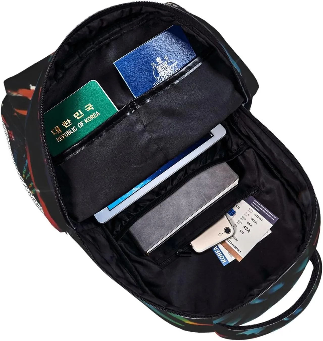 Polyester Daypack Backpack for Trekking Picnic Walking Cycling - Large Capacity Anti-Theft Multipurpose Shoulder Bag, Black Tie Dye Art Casual Daypack