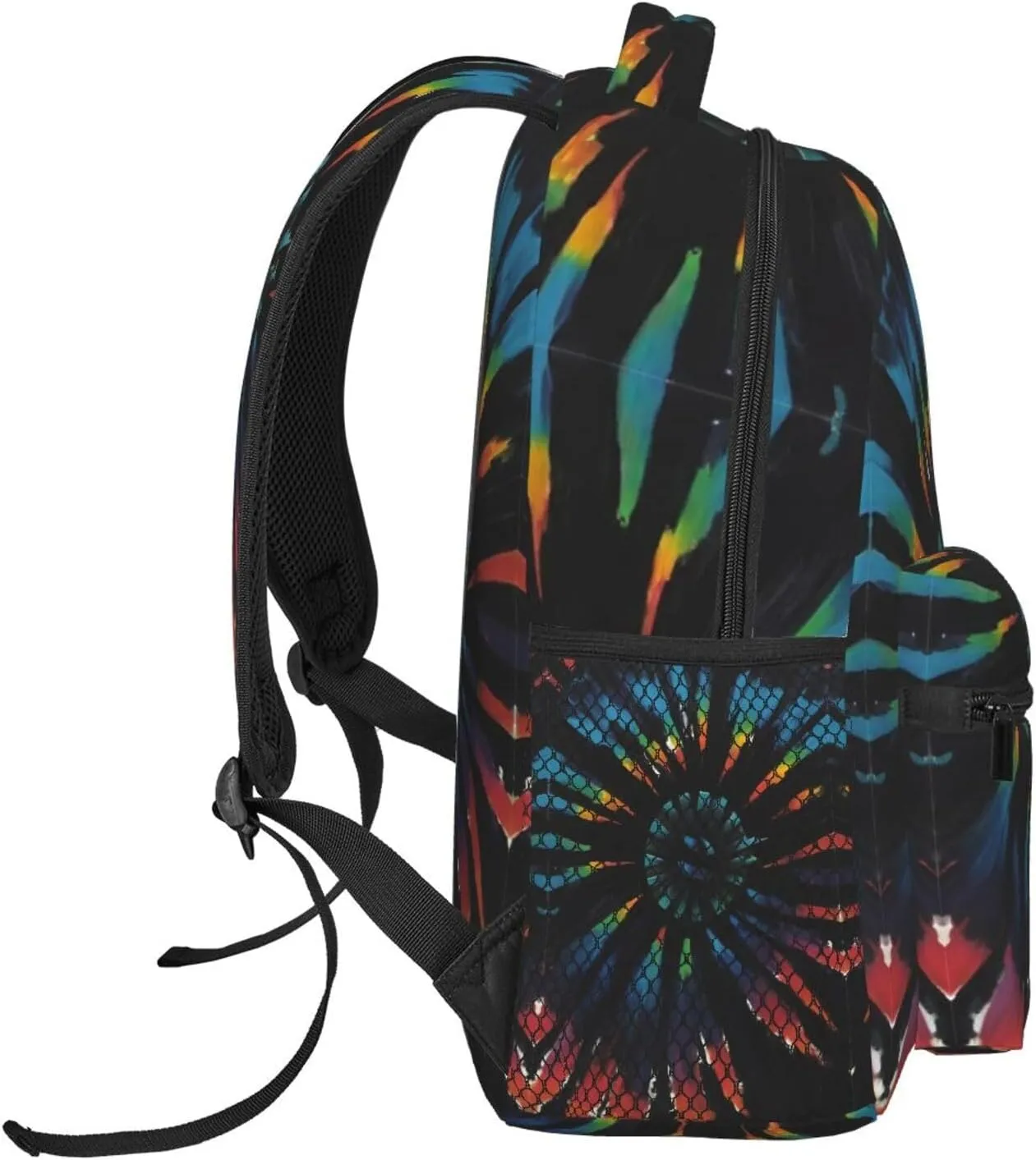 Polyester Daypack Backpack for Trekking Picnic Walking Cycling - Large Capacity Anti-Theft Multipurpose Shoulder Bag, Black Tie Dye Art Casual Daypack