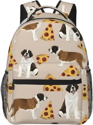 Polyester Daypack Backpack for Trekking Picnic Walking Cycling - Large Capacity Anti-Theft Multipurpose Shoulder Bag, Saint Bernard Dog Breed Art Casual Daypack