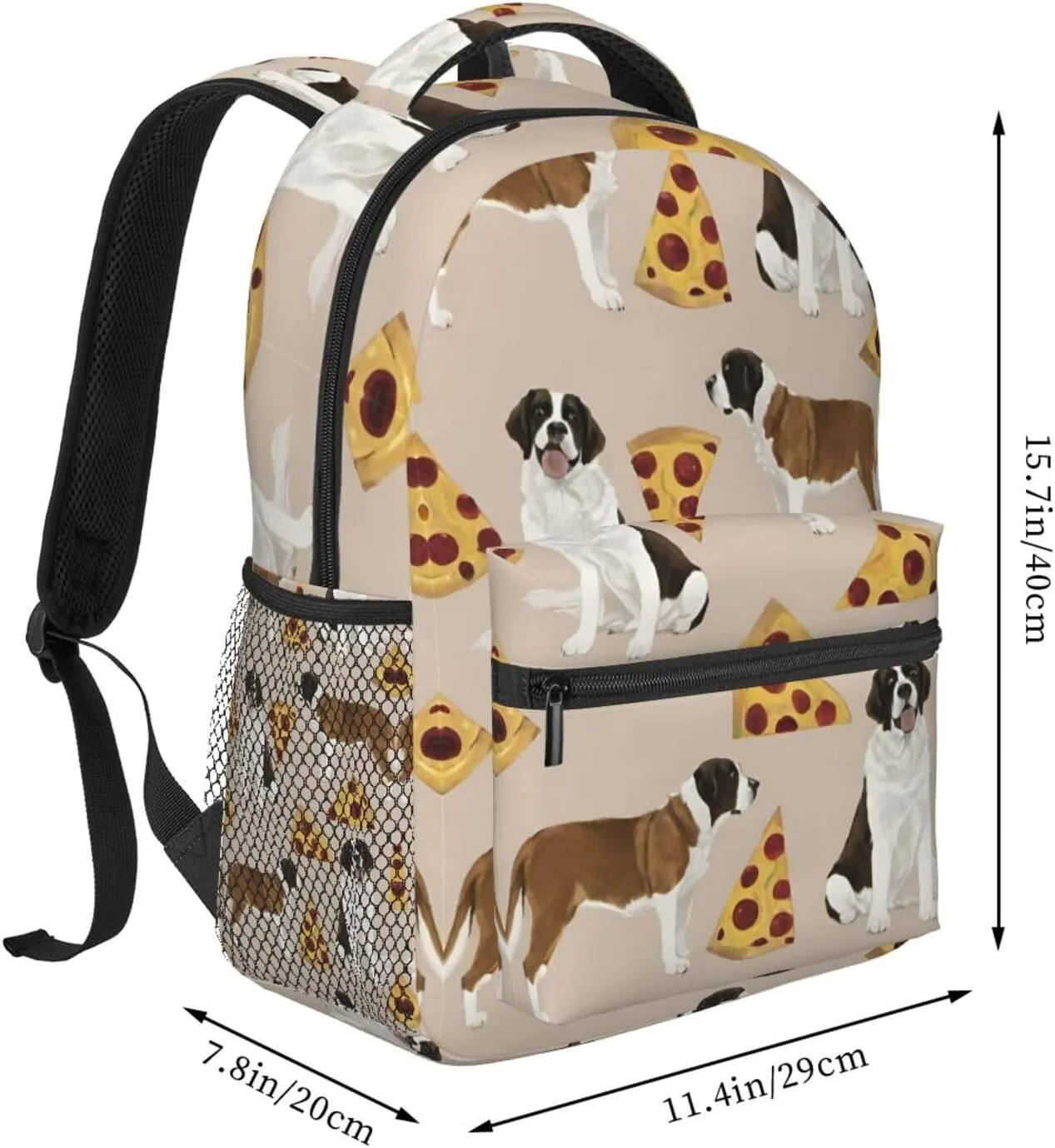 Polyester Daypack Backpack for Trekking Picnic Walking Cycling - Large Capacity Anti-Theft Multipurpose Shoulder Bag, Saint Bernard Dog Breed Art Casual Daypack