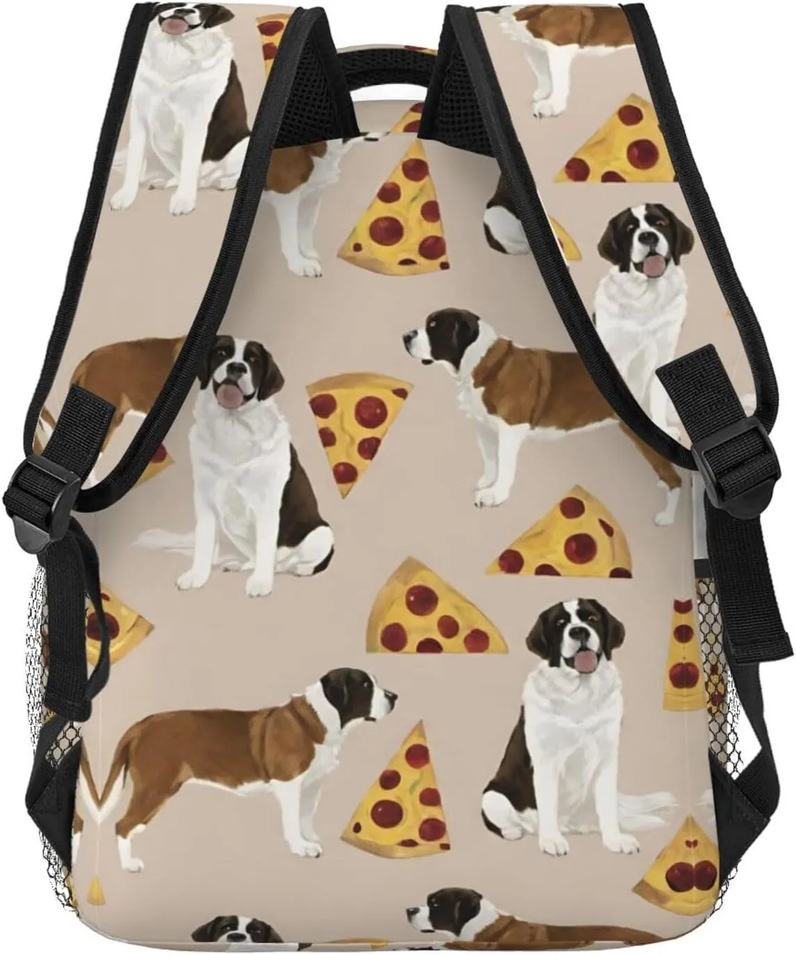 Polyester Daypack Backpack for Trekking Picnic Walking Cycling - Large Capacity Anti-Theft Multipurpose Shoulder Bag, Saint Bernard Dog Breed Art Casual Daypack