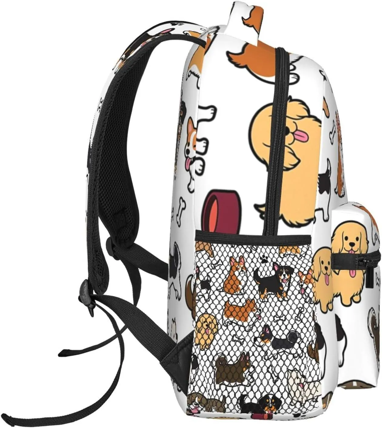 Polyester Daypack for Hiking Work Running - Big Capacity Anti-Theft Multipurpose Shoulder Bag, Cartoon Dog Bone Art Travel and Sport Backpack Rucksack