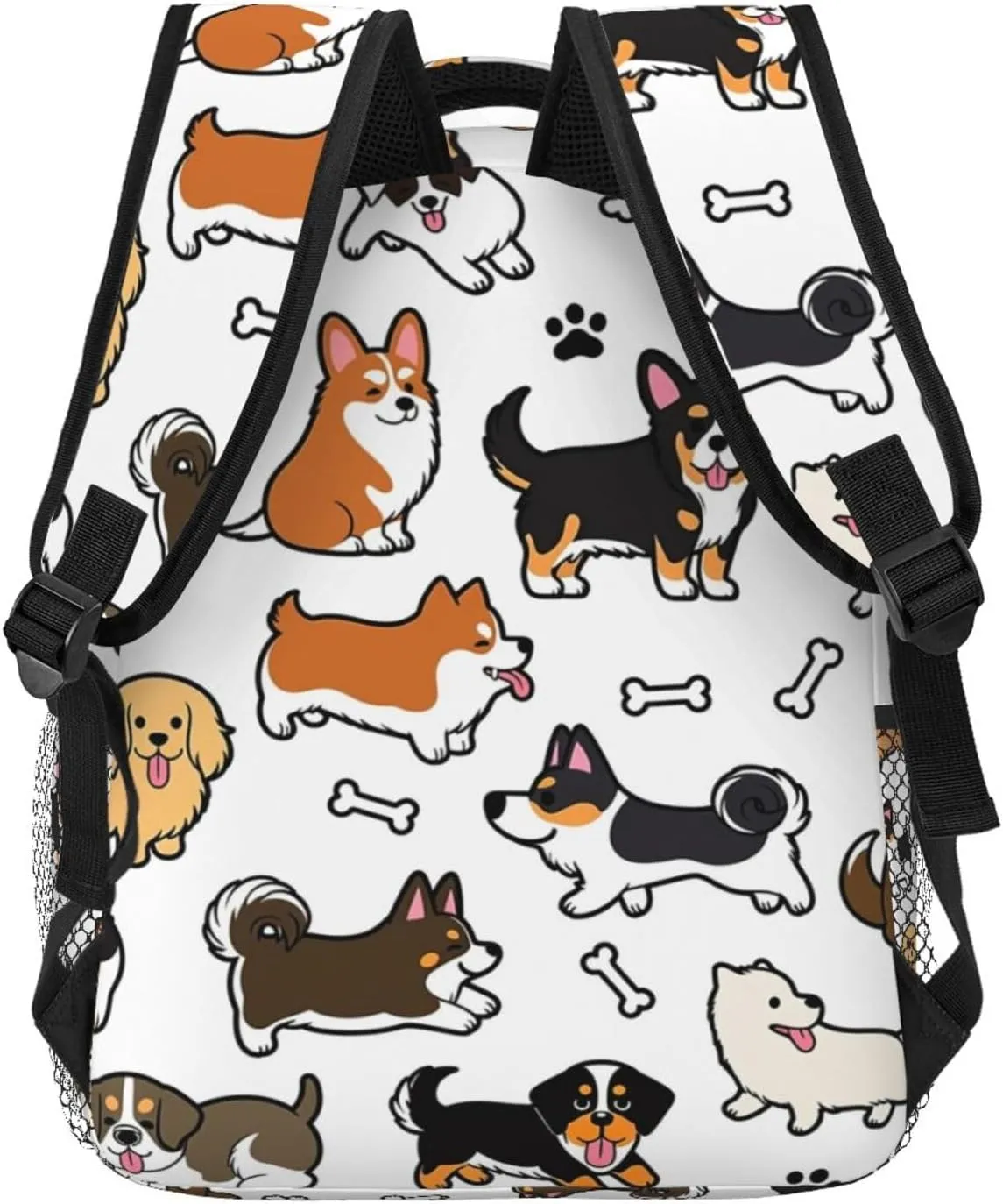 Polyester Daypack for Hiking Work Running - Big Capacity Anti-Theft Multipurpose Shoulder Bag, Cartoon Dog Bone Art Travel and Sport Backpack Rucksack