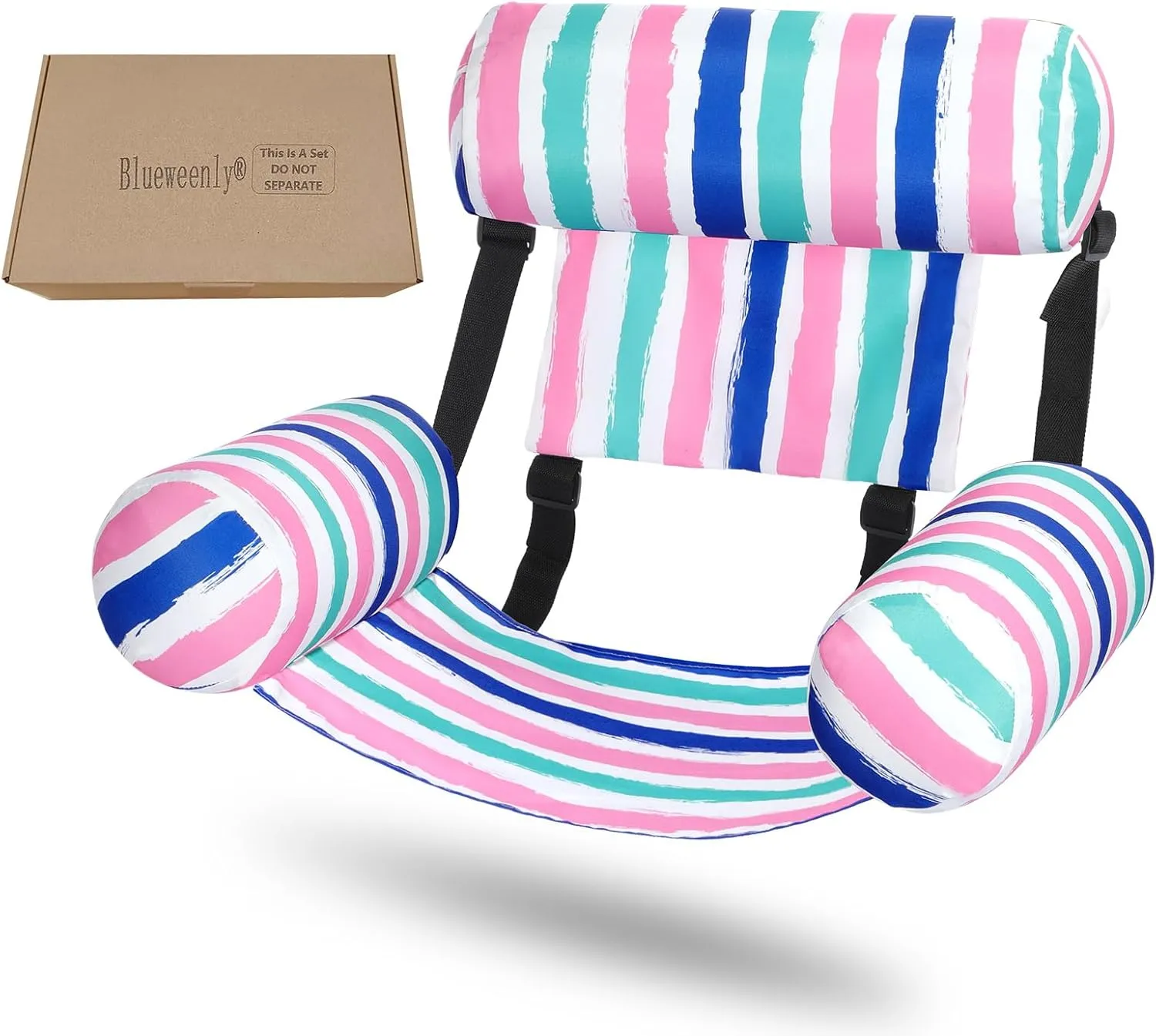Pool Chair Float Adult Inflatable Floating Chair Fabric Covered Water Float Seats Adjustable Pool Hammock Blow up Swimming Noodle Lounge for Party Play Summer Water Fun(Pink,Blue)