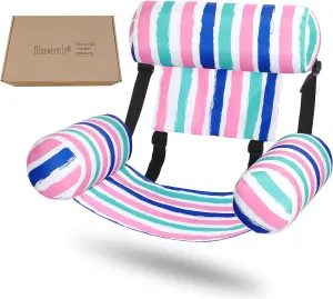 Pool Chair Float Adult Inflatable Floating Chair Fabric Covered Water Float Seats Adjustable Pool Hammock Blow up Swimming Noodle Lounge for Party Play Summer Water Fun(Pink,Blue)