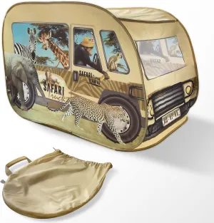 Pop It Up: Safari Truck Tent - Pop-Up Playhouse, Wildlife Animal Themed Design, Open Top, Indoor Outdoor Toy, Spacious Interior, Pretend Play, Kids 3 