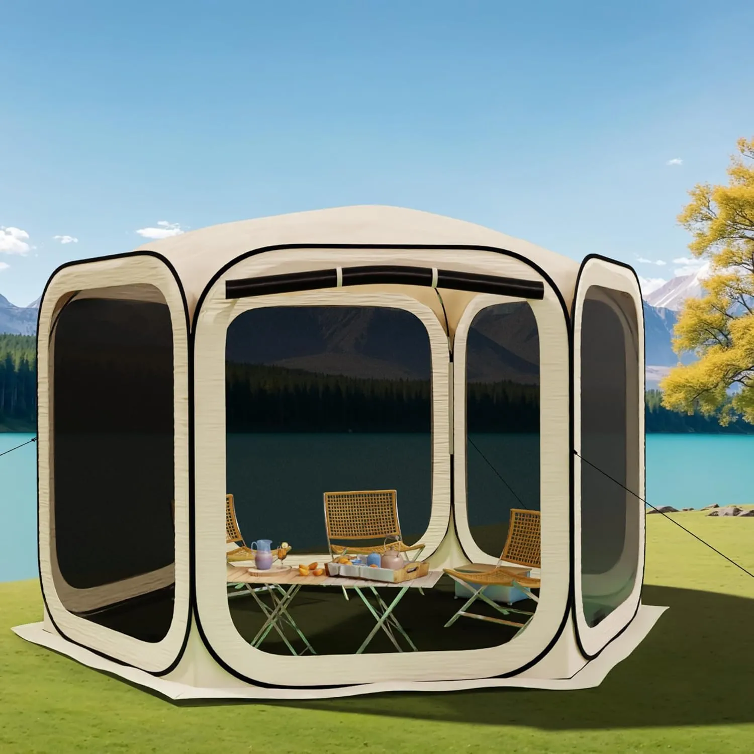 Pop-up Screened Tent, Instant Screen House Portable Screen Room Canopy Outdoor Gazebo with Mosquito Net for Patio, Backyard, Garden and Outdoor Activities, 12x12