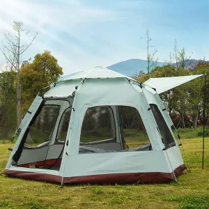Pop Up Tent Beach Tents Sun Shelter Easy Setup Camping Tent Waterproof Windproof Instant Family Tents With 2 Door And Mesh Window For Camping Hiking Picnics ( Color : /Green , Size : 3-4 person )