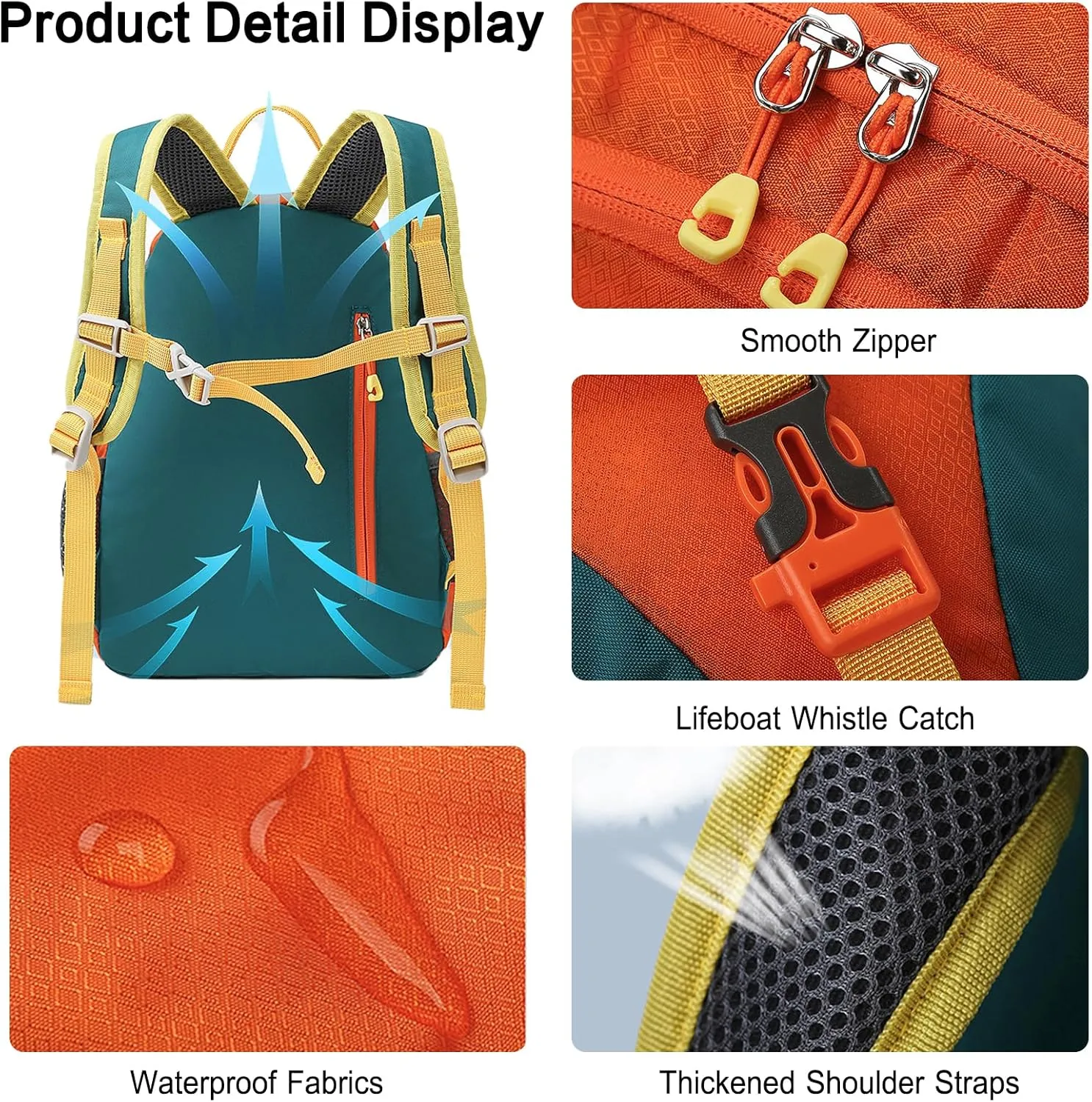 PORRASSO Hiking Backpack 5L Daypack Rucksack Lightweight Waterproof Women Men Backpack for Camping Daily Use Light Blue