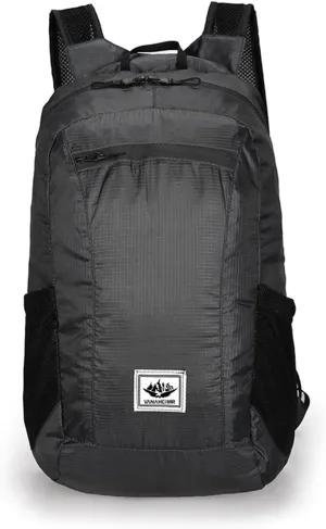PORRASSO Hiking Backpack Foldable Waterproof Daypack 20L Lightweight Rucksack Backpack for Women Men Camping Trekking Cycling Climbing Outdoor Sports Black
