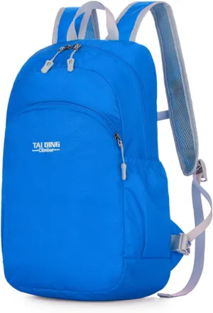 PORRASSO Hiking Backpack Waterproof Daypack Lightweight Foldable Rucksack 19L Backpack for Women Men Camping Trekking Cycling Climbing Outdoor Sports Sky Blue