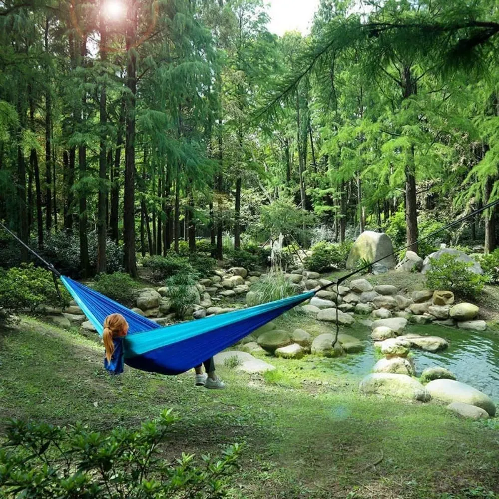 Portable 2 Person Hammock Set, Camping Essentials & Camping Gifts, Portable Hammock Single or Double Hammock for Outdoor