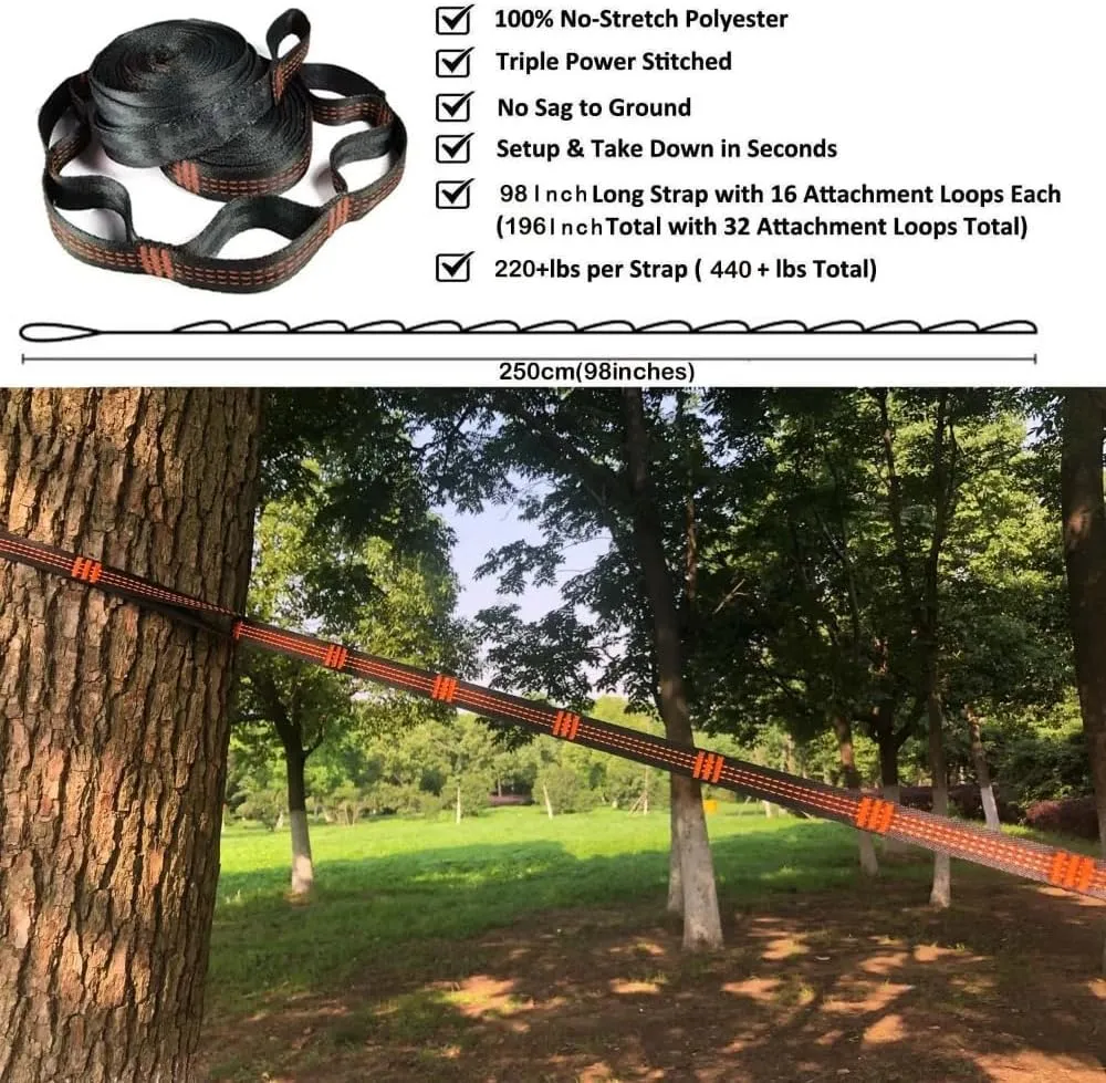 Portable 2 Person Hammock Set, Camping Essentials & Camping Gifts, Portable Hammock Single or Double Hammock for Outdoor
