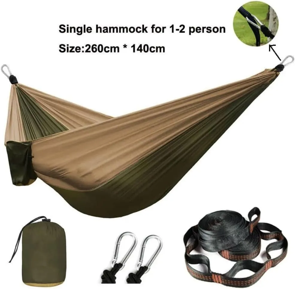 Portable 2 Person Hammock Set, Camping Essentials & Camping Gifts, Portable Hammock Single or Double Hammock for Outdoor