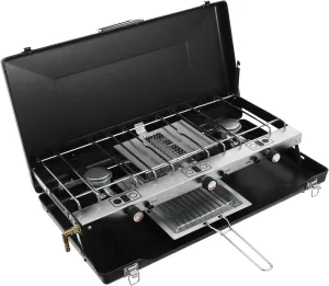 Portable 3-Burner Propane/Butane Camping Stove with Regulator, Tray, Wind Guards, 4.5kw Power, Ideal for Camping, Tailgating, Grilling