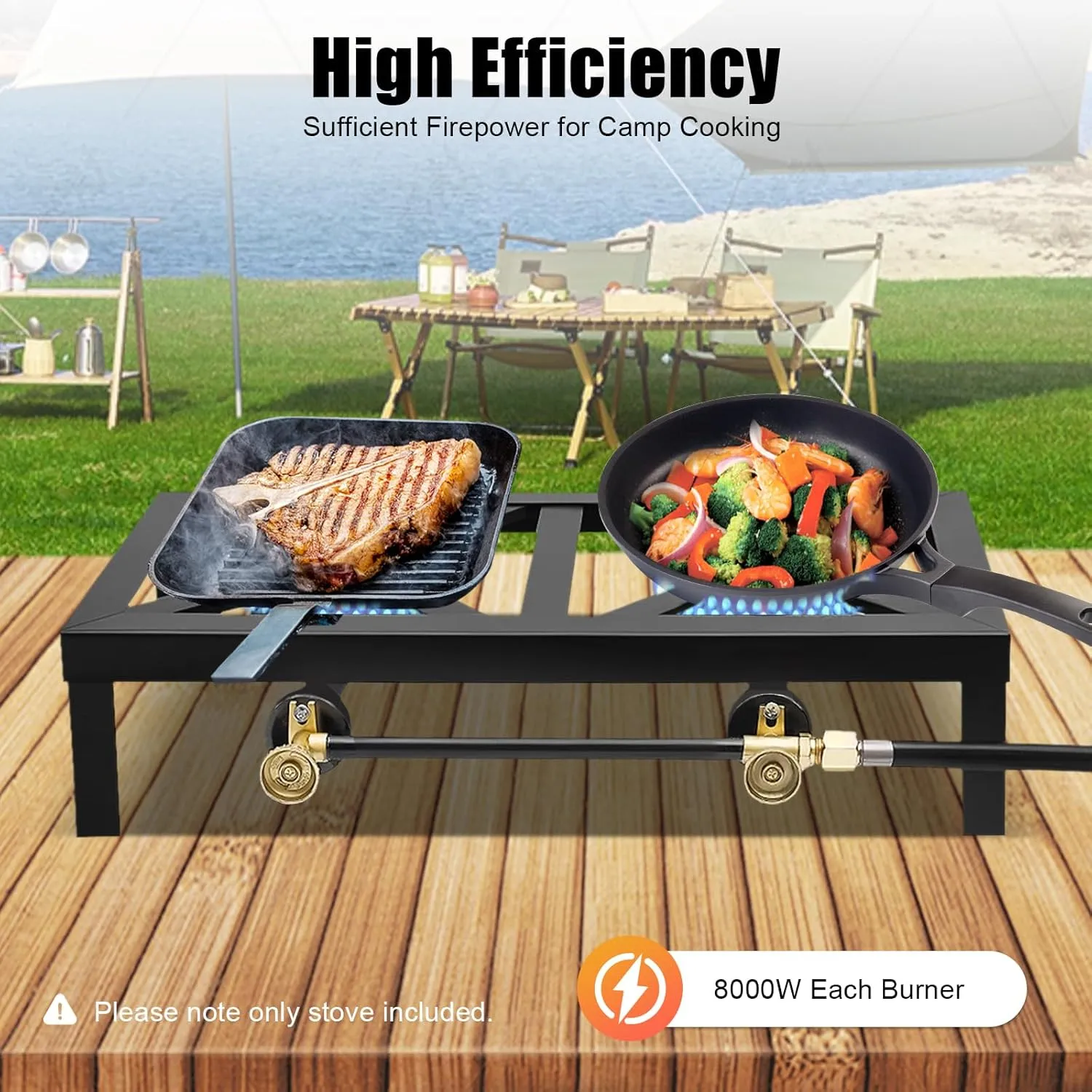 Portable Burner Outdoor Gas Stove Propane Cooker with Adjustable 0-20Psi Regulator Hose Camp Cooker Outdoor Gas Stove for Patio Camping, BBQ, Home Brewing, Turkey Fry
