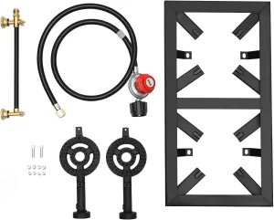 Portable Burner Outdoor Gas Stove Propane Cooker with Adjustable 0-20Psi Regulator Hose Camp Cooker Outdoor Gas Stove for Patio Camping, BBQ, Home Brewing, Turkey Fry