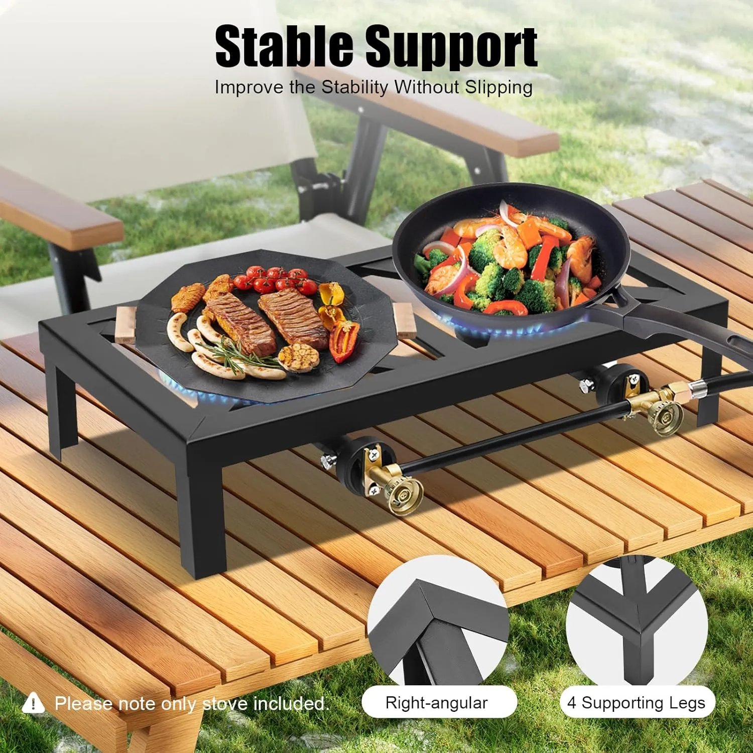 Portable Burner Outdoor Gas Stove Propane Cooker with Adjustable 0-20Psi Regulator Hose Camp Cooker Outdoor Gas Stove for Patio Camping, BBQ, Home Brewing, Turkey Fry