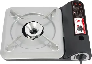 Portable Butane Camping Stove with Carrying Case, Automatic Ignition, Precise Heat Control, for Camping Trips, Gatherings, or Other Outdoor Cooking