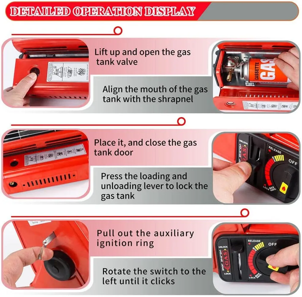 Portable Butane Gas Heater Camping Camp Tent Outdoor Hiking Camper Survival
