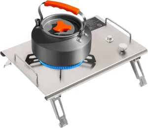 Portable Camp Stove Folding Single-Burner Gas Stove with Carrying Handle Electronic Ignition, Perfect for Camping, Hiking, Tailgating, and Emergency Preparedness