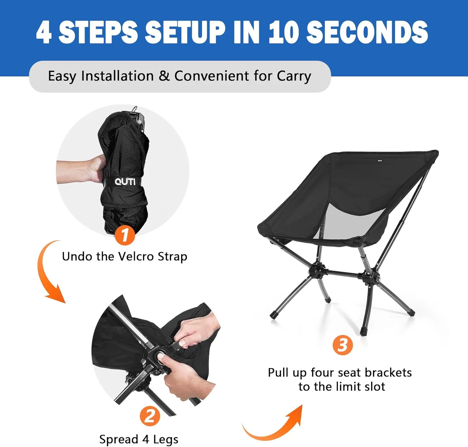 Portable Camping Chairs,Camp Chairs for Adults,Outdoor Chair Supports 380Lbs,Folding Camping Chair with Cup Holder Carry Bag,Fast Setup Lightweight Backpack Seat for Travel,Hiking,Beach,Adventures