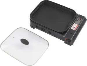 Portable Camping Stove Butane Stove with Grill Pan and Lid Adjustable Burners Tabletop Camping Grill for Emergencies, Outdoor BBQ, Cooking, Hikings & Backpacking