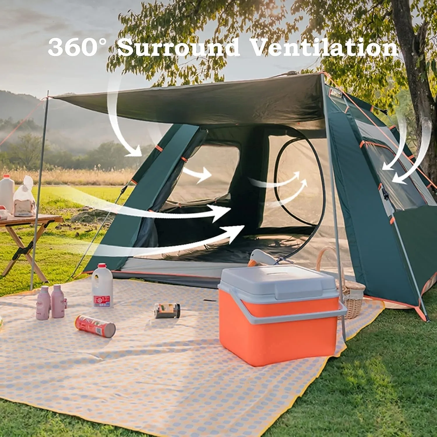 Portable Campitents Shelter Portable with Carry Bag Waterproof Hold 3-4 Persons Instant Setup Pop up Tent with Top Rainfly Protection for Campihikimountaineering (Black a)