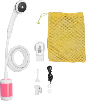 Portable Electric Shower,Portable Shower for Camping Outdoor Camp Shower for Camping SPA Car Washing Animal Bathing Plant (Pink)