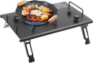 Portable Gas Stove Outdoor Camping Stove with Electronic Ignition and Folding Legs 13,648 BTUs of Power for Camping, Tailgating, BBQ Black