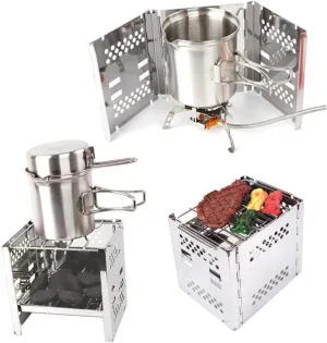 Portable Grill Mini Camping Stove Stainless Steel BBQ Collapsible Outdoor Cooking Equipment for Picnic