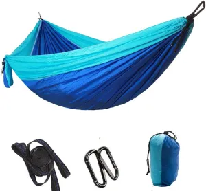 Portable Hammock Camping Double & Single with 2 Tree Straps, Lightweight Nylon Travel Hammocks for 450Lbs Capacity, for Outdoor Backpacking Backyard Hiking