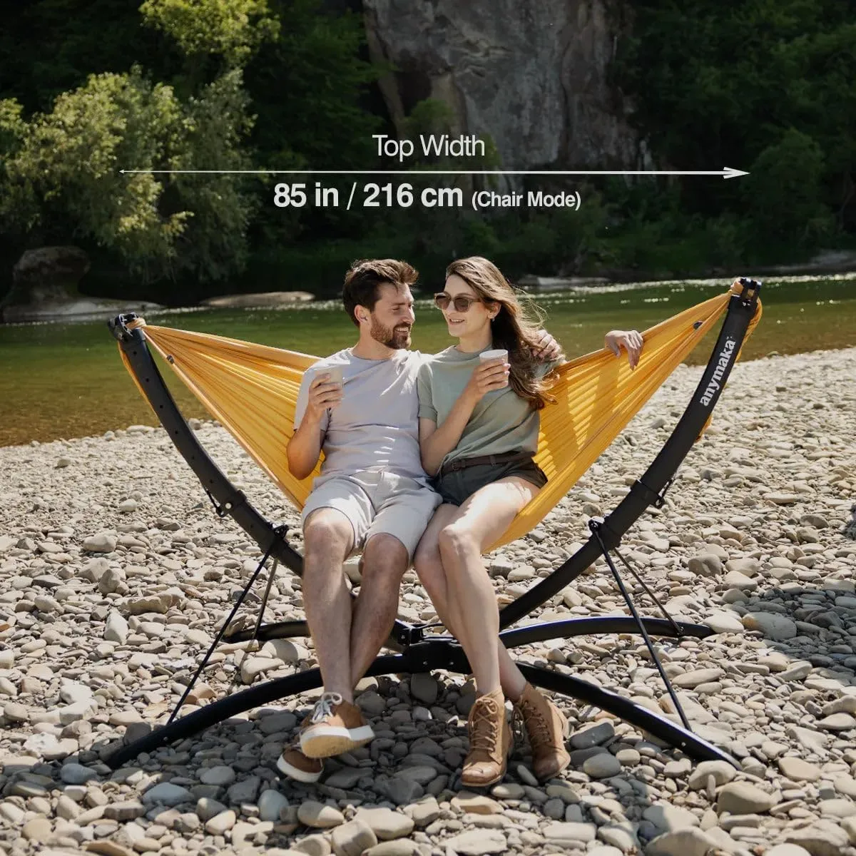 Portable Hammock Stand Only- Set Up in 3 Seconds - Supports 2 Person up to 550 LBS - Stable on Any Terrain, Weather Resistant (Travel Bag Included)