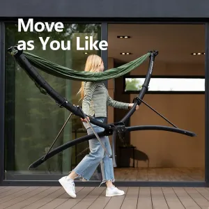 Portable Hammock Stand Only- Set Up in 3 Seconds - Supports 2 Person up to 550 LBS - Stable on Any Terrain, Weather Resistant (Travel Bag Included)
