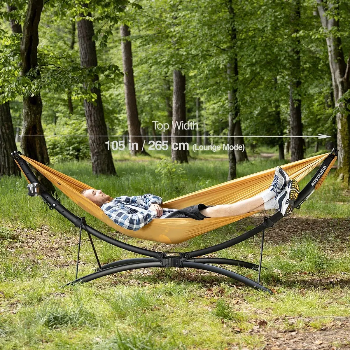 Portable Hammock Stand Only- Set Up in 3 Seconds - Supports 2 Person up to 550 LBS - Stable on Any Terrain, Weather Resistant (Travel Bag Included)
