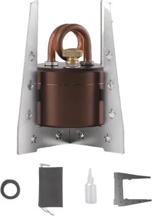Portable Mini Alcohol Camping Stove - Solid Shell, Safe & Powerful Spirit Burner with Strong Flame for Outdoor Hiking, Cooking - 50ml, Coffee Color