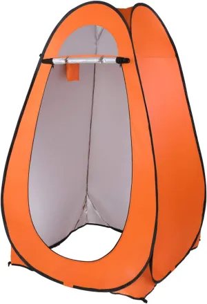 Portable Pop Up Toilet Shower Tent – 1-2 Person Camping Shelter, Changing Room, Dressing Tent with Storage Pocket, Easy Setup, Lightweight & Durable – Orange