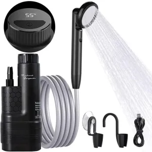 Portable Shower for Camping Ultralight Rechargeable Multifunctional Outdoor Shower Pump, Camp Shower head Handheld, Travel Shower Water Pump for Hiking, Pet Cleaning, Beach Traveling Vacation